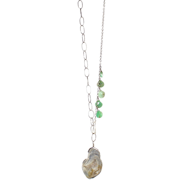 Chrysoprase and Druzy Necklace by Eric Silva - Fire Opal - 1
