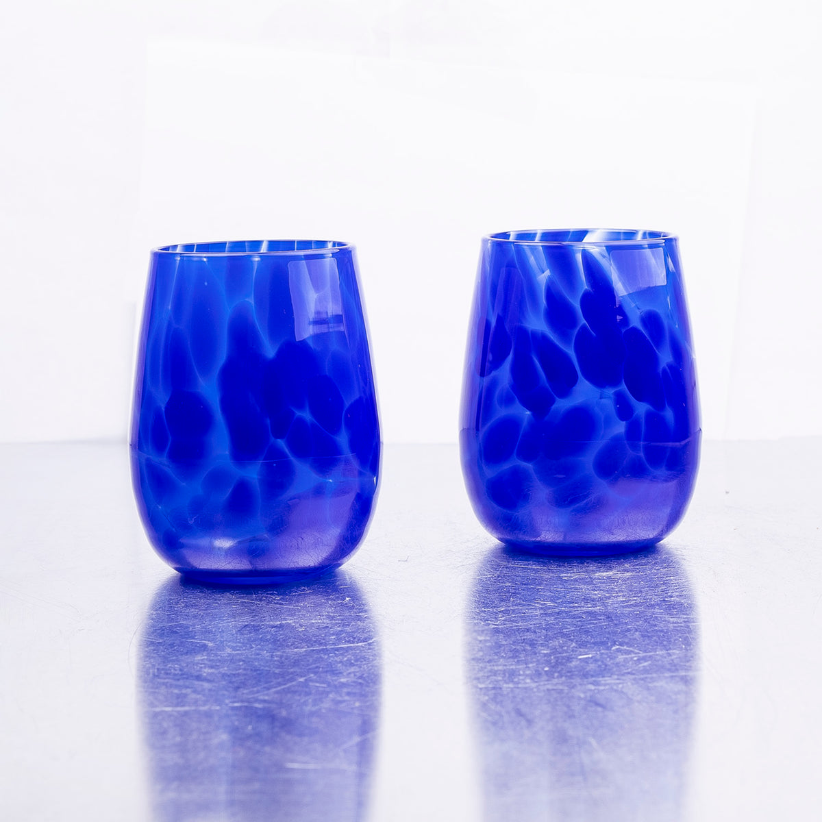 Saban Glass - Sheer Stemless Wine: Aquamarine Blue - Josephs Jewelers