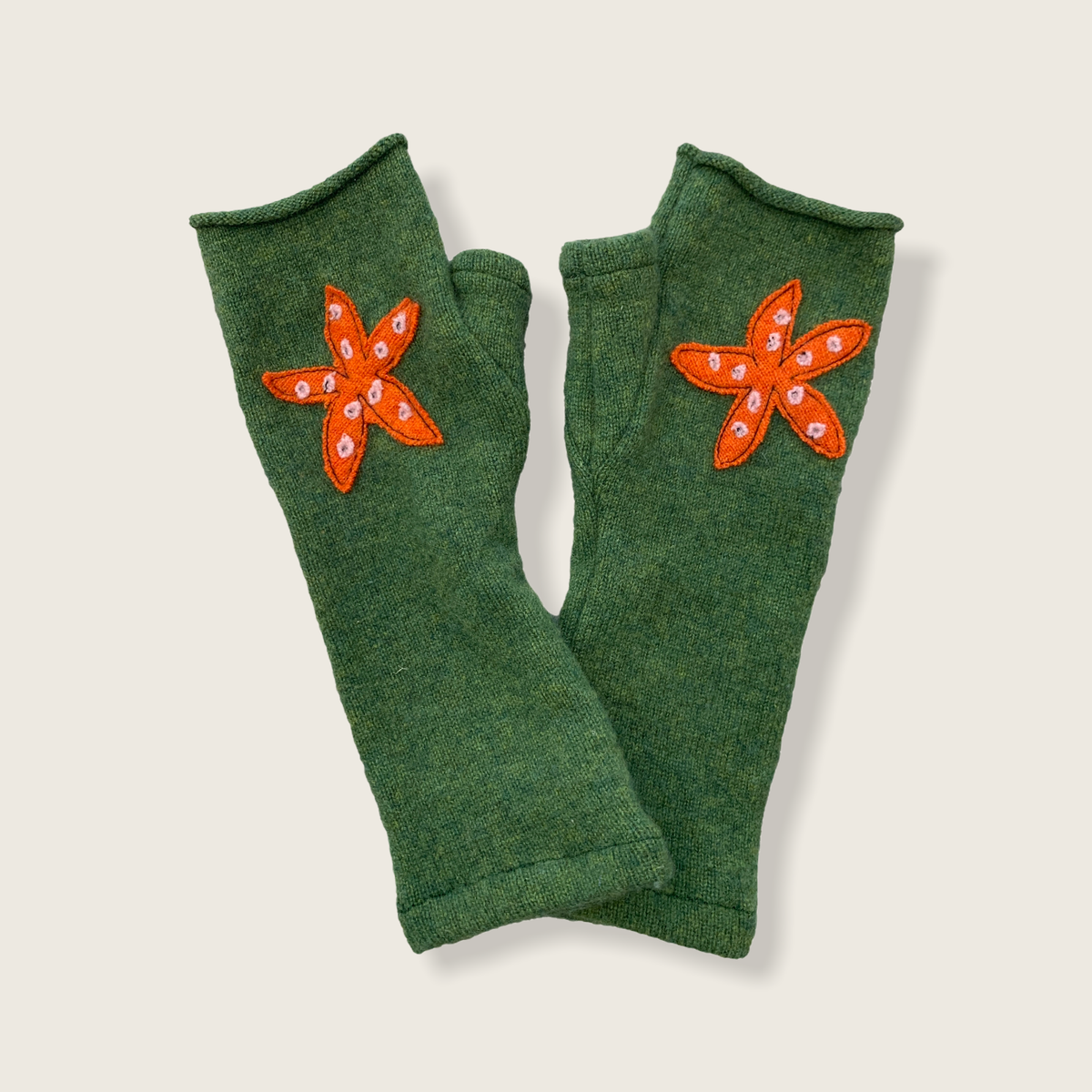 NEW! Fingerless Cashmere Gloves with Starfish by Sardine Clothing Co