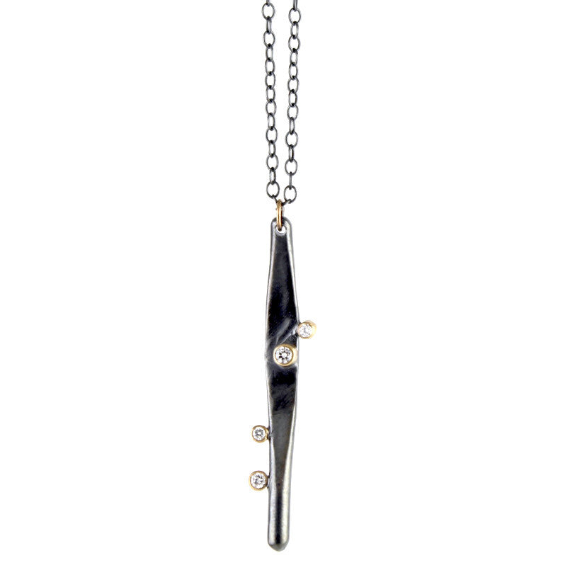 Diamond Stick Necklace by Rebecca Overmann - Fire Opal
