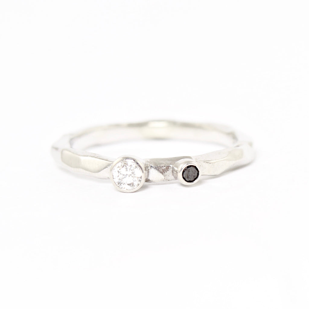 SALE! Dual White and Black Diamond Rogue River Ring in White Gold by Sarah  Graham